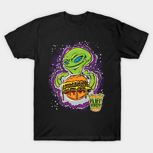 Alien Burger Invasion T-Shirt by eShirtLabs